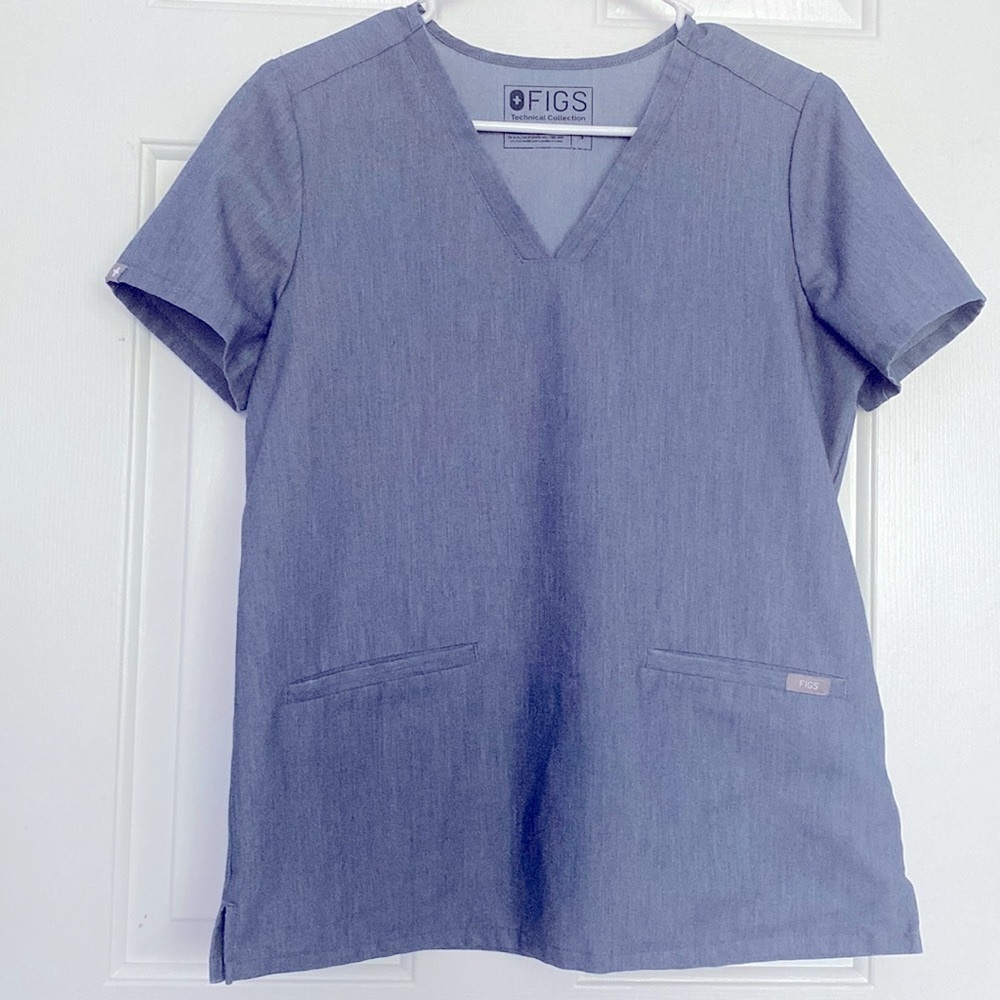 Figs casma 3 pocket scrub top Small in Heather  Denim